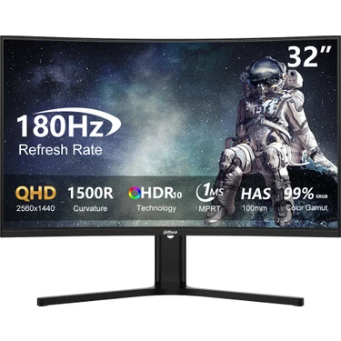 Dahua 32" Curved Gaming Monitor – 2K, 180Hz, 1ms (LM32-E330CA)