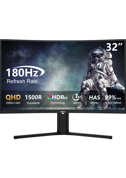 Dahua 32" Curved Gaming Monitor – 2K, 180Hz, 1ms (LM32-E330CA)