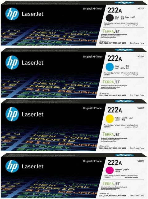HP 222A Original LaserJet Toner Cartridge – Black, Cyan, Magenta, Yellow